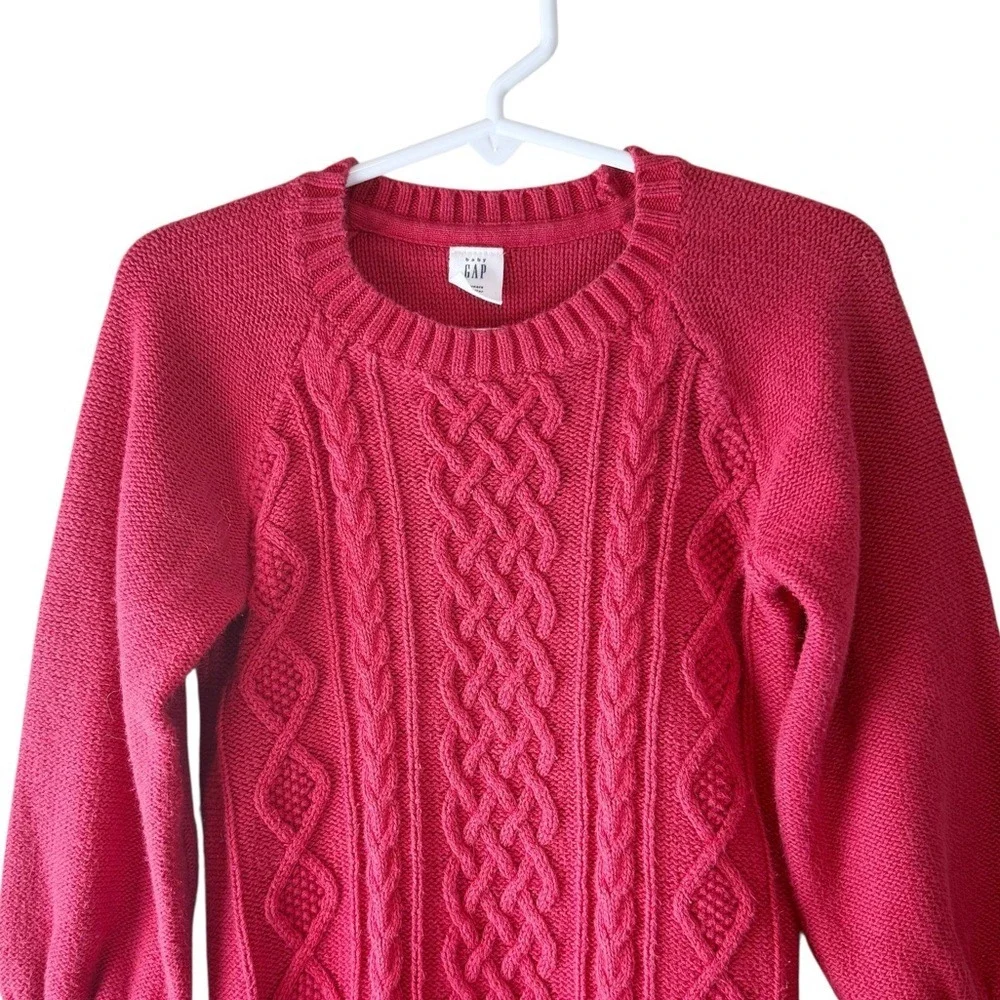 GAP‎ Girls Red Cable Knit Long Sleeve Sweater Dress